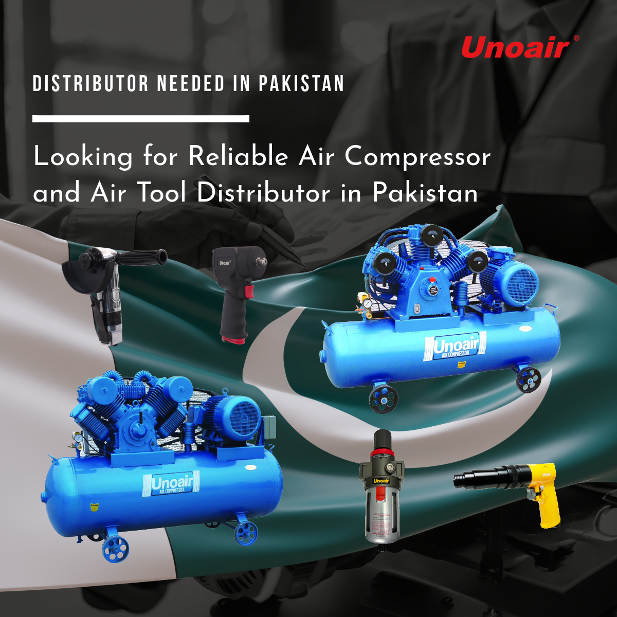 unoair pneumatic tool air compressor electrical torque screwdriver altas copco black decker milwaukee stanley snap on ingersoll rand schulz quincy Embraco champion chiaperini Pakistan Distributor
